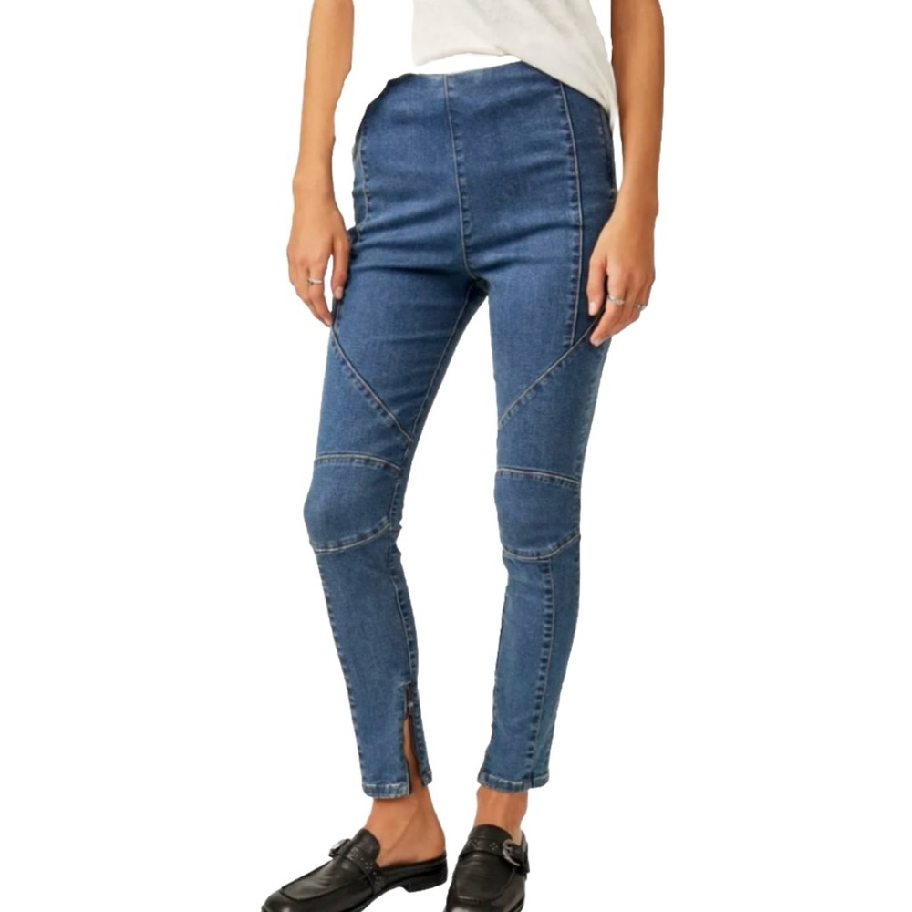 Free People Bella Moto Skinny Women’s Blue Jeans Size 32 & 24